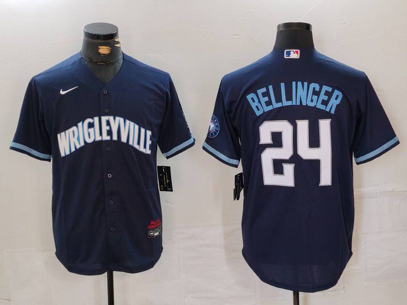 Men Chicago Cubs 24 Bellinger Blue City Edition 2024 Nike MLB Jersey style 1